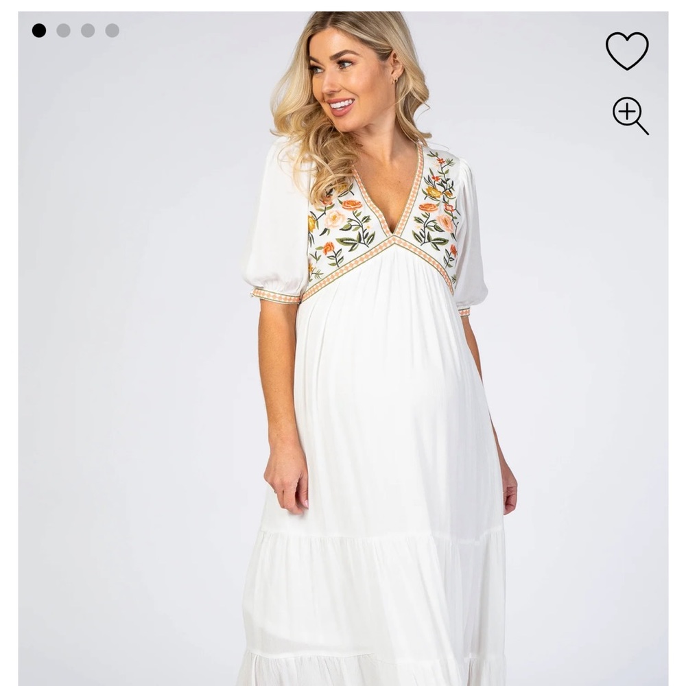 Floral Embroidered Maternity Dress